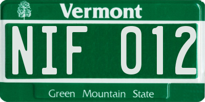VT license plate NIF012