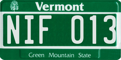 VT license plate NIF013