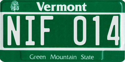 VT license plate NIF014