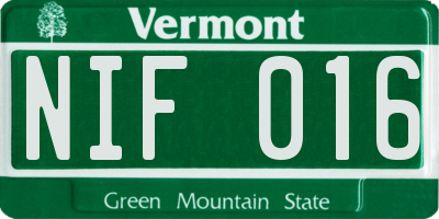 VT license plate NIF016
