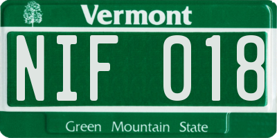VT license plate NIF018