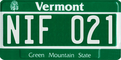 VT license plate NIF021