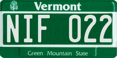 VT license plate NIF022