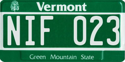 VT license plate NIF023