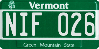 VT license plate NIF026