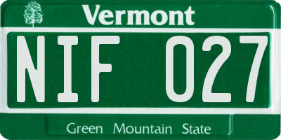 VT license plate NIF027