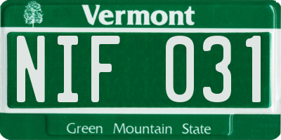 VT license plate NIF031