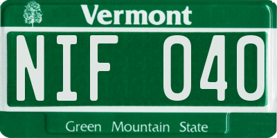 VT license plate NIF040