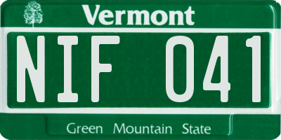 VT license plate NIF041