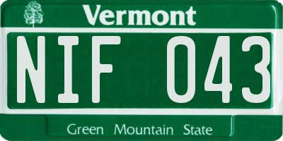 VT license plate NIF043