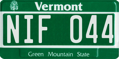 VT license plate NIF044
