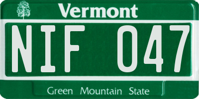 VT license plate NIF047