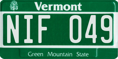 VT license plate NIF049