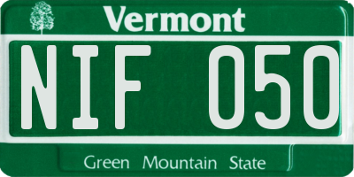 VT license plate NIF050