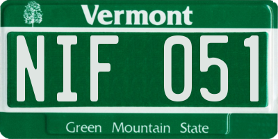 VT license plate NIF051