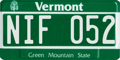 VT license plate NIF052