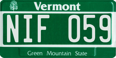 VT license plate NIF059