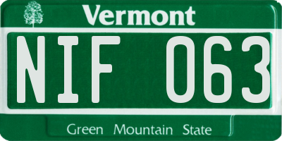 VT license plate NIF063