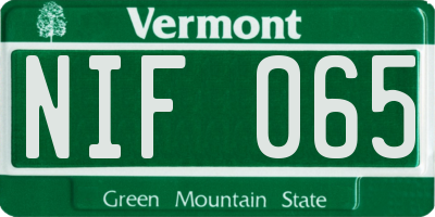 VT license plate NIF065