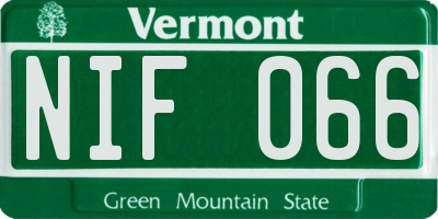 VT license plate NIF066