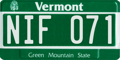 VT license plate NIF071