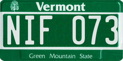 VT license plate NIF073