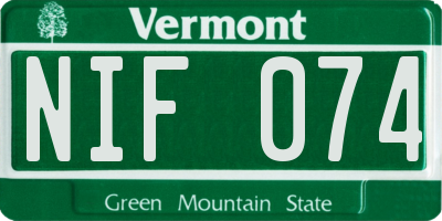 VT license plate NIF074