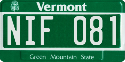 VT license plate NIF081