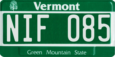 VT license plate NIF085
