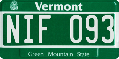 VT license plate NIF093
