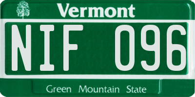 VT license plate NIF096