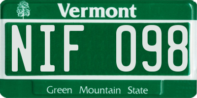 VT license plate NIF098