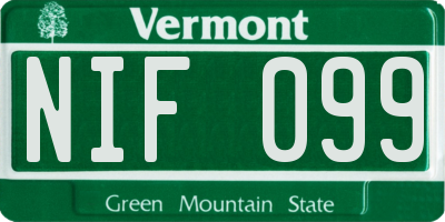 VT license plate NIF099