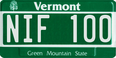 VT license plate NIF100
