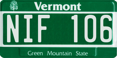 VT license plate NIF106