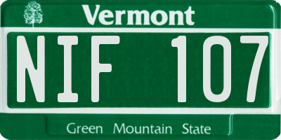 VT license plate NIF107