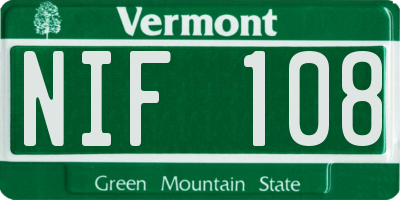 VT license plate NIF108