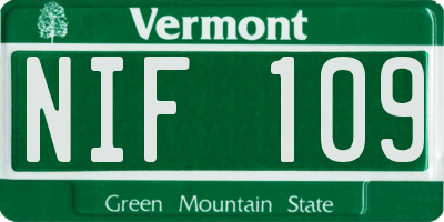 VT license plate NIF109