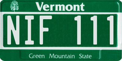 VT license plate NIF111