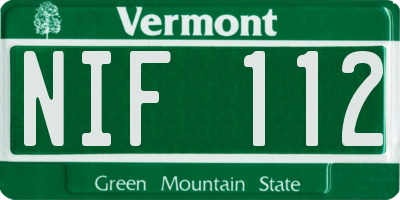VT license plate NIF112