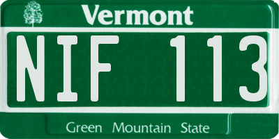 VT license plate NIF113