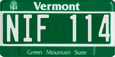 VT license plate NIF114