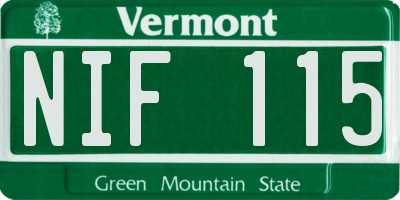 VT license plate NIF115