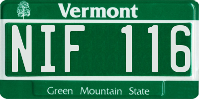VT license plate NIF116