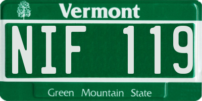 VT license plate NIF119