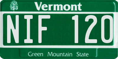 VT license plate NIF120