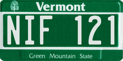 VT license plate NIF121
