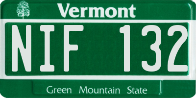 VT license plate NIF132