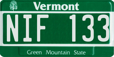 VT license plate NIF133