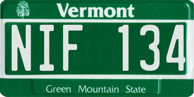 VT license plate NIF134